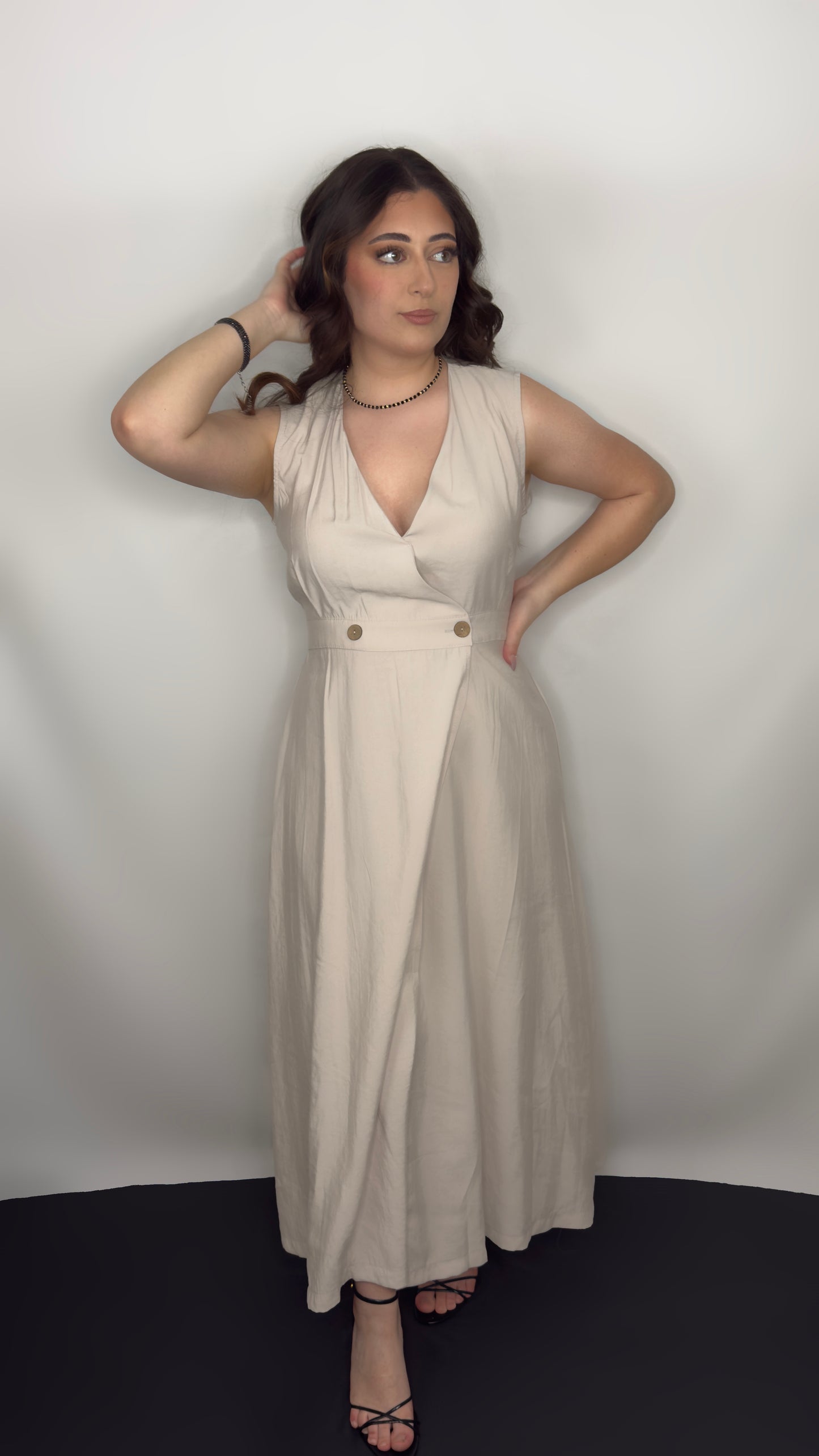 Robe longue col V