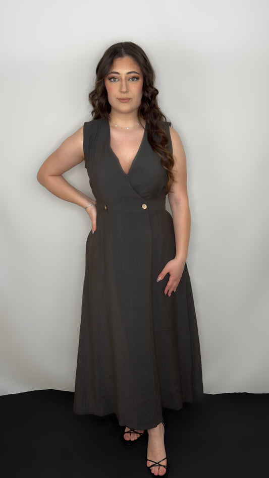Robe longue col V