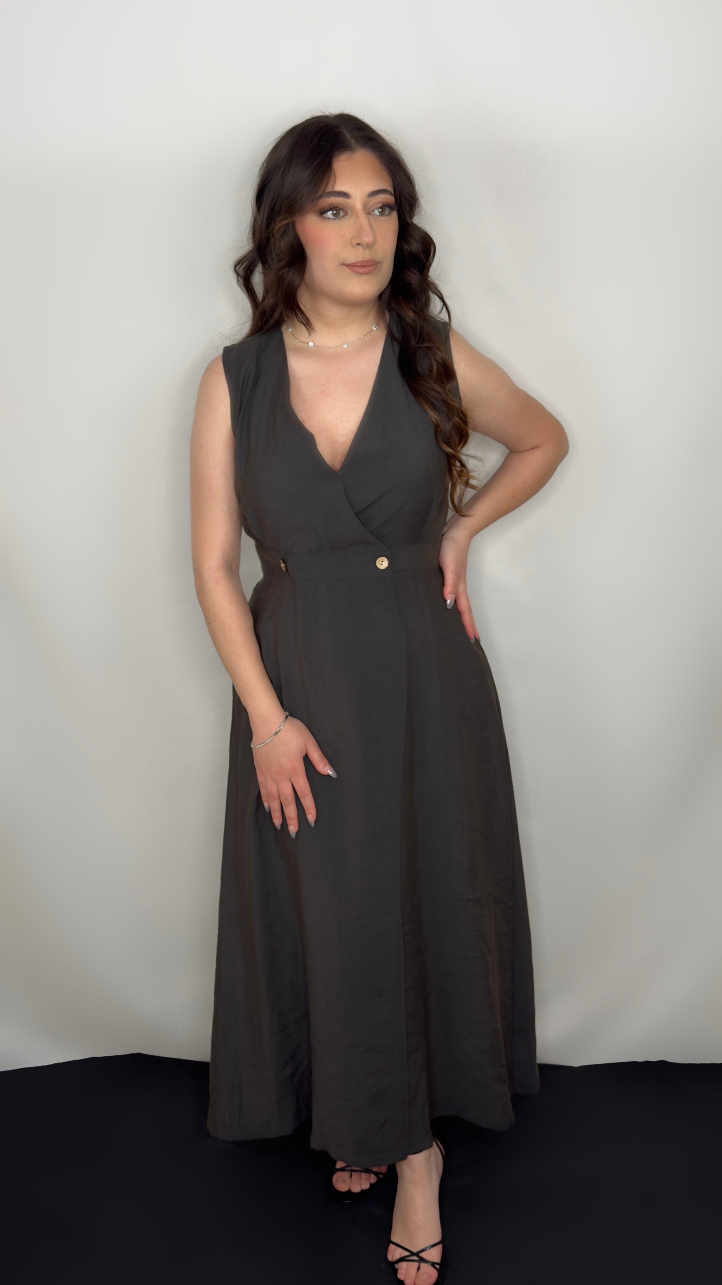 Robe longue col V