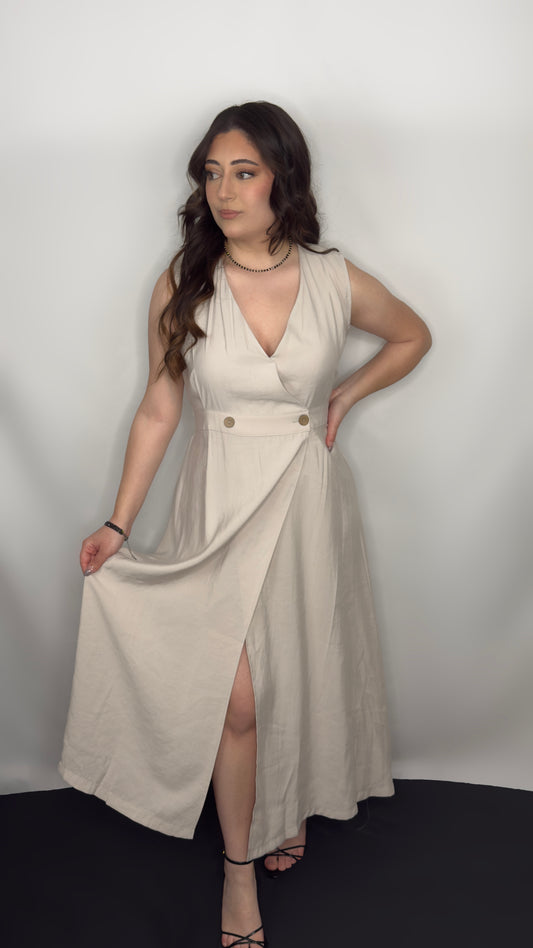 Robe longue col V